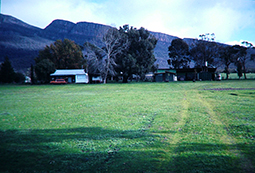 The view of the house paddock and Redman Bluff from what is now Parkland 12 camping site at Grampians Paradise Camping and Caravan Parkland in 1983 before many of the trees were planted